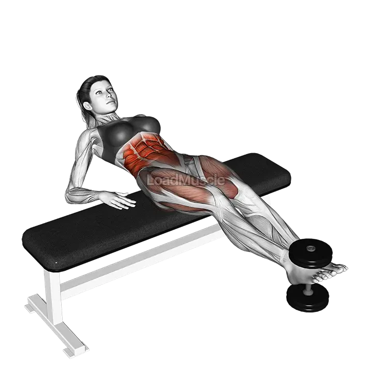 Weighted Twisting Crunch (on bench) demonstration