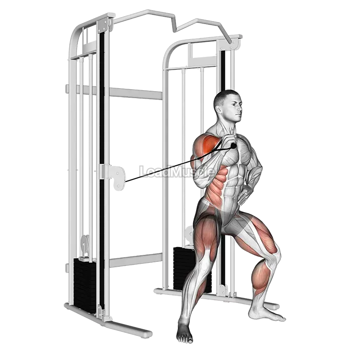 Cable twisting overhead press demonstration