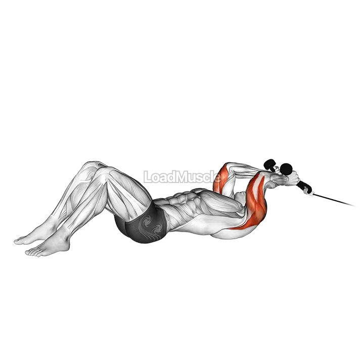 Cable Rope Lying on Floor Tricep Extension demonstration