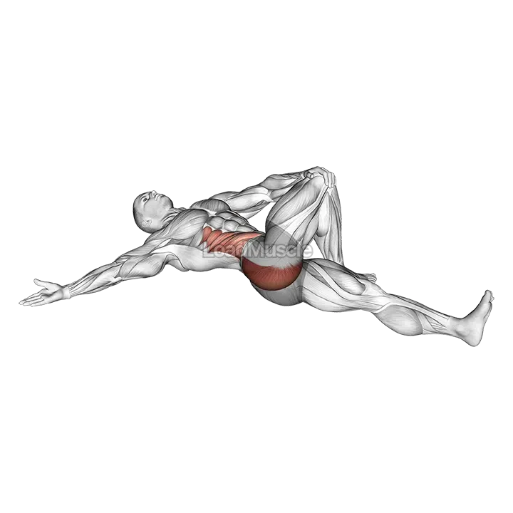 Lying Cross Over Knee Pull Down Stretch demonstration
