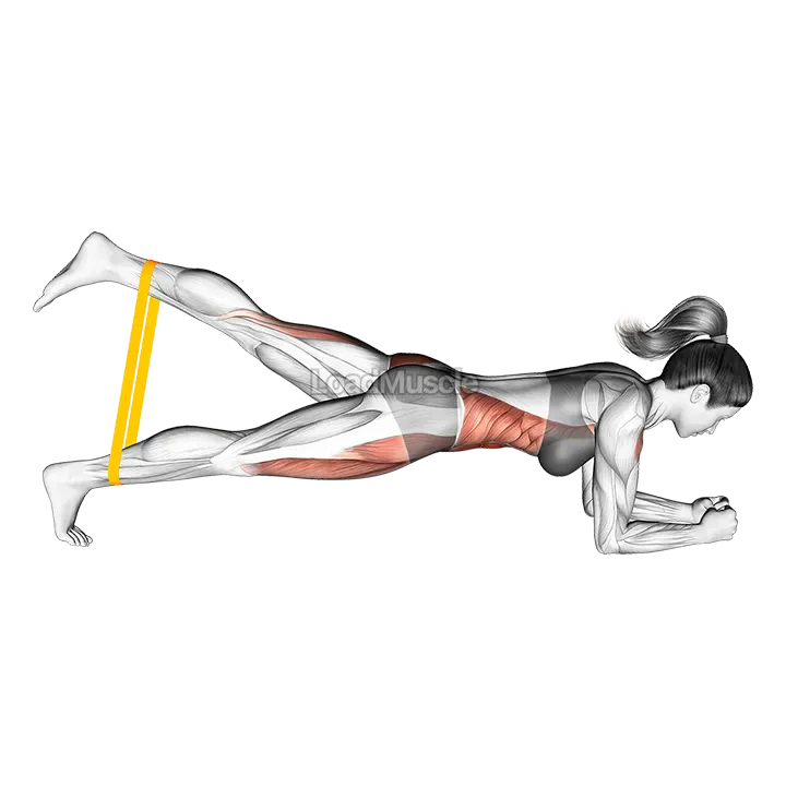 Resistance Band Front Plank With Kicked Leg demonstration