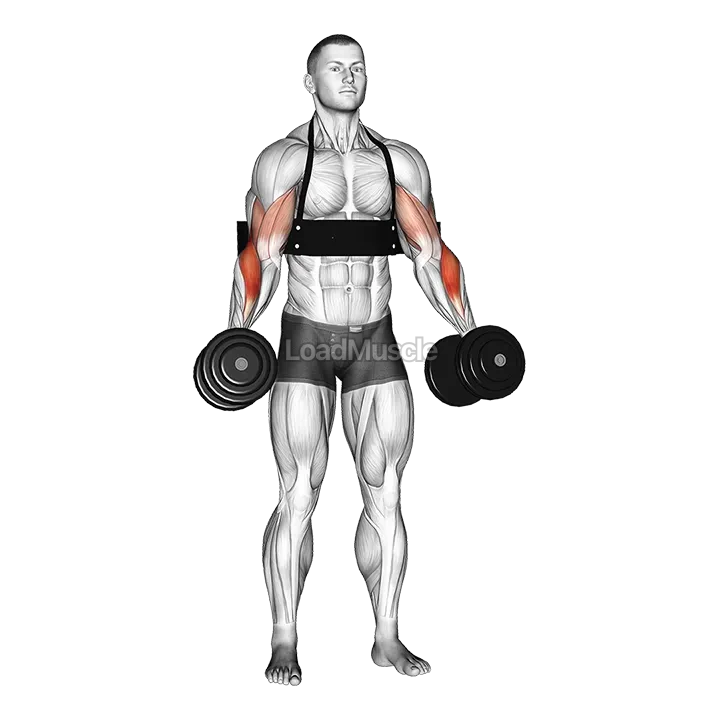 Dumbbell Hammer Curls (with arm blaster) demonstration
