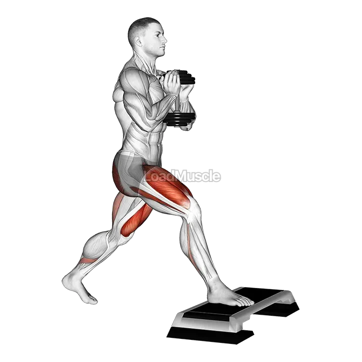 Dumbbell Goblet Split Squat Front Foot Elevanted demonstration
