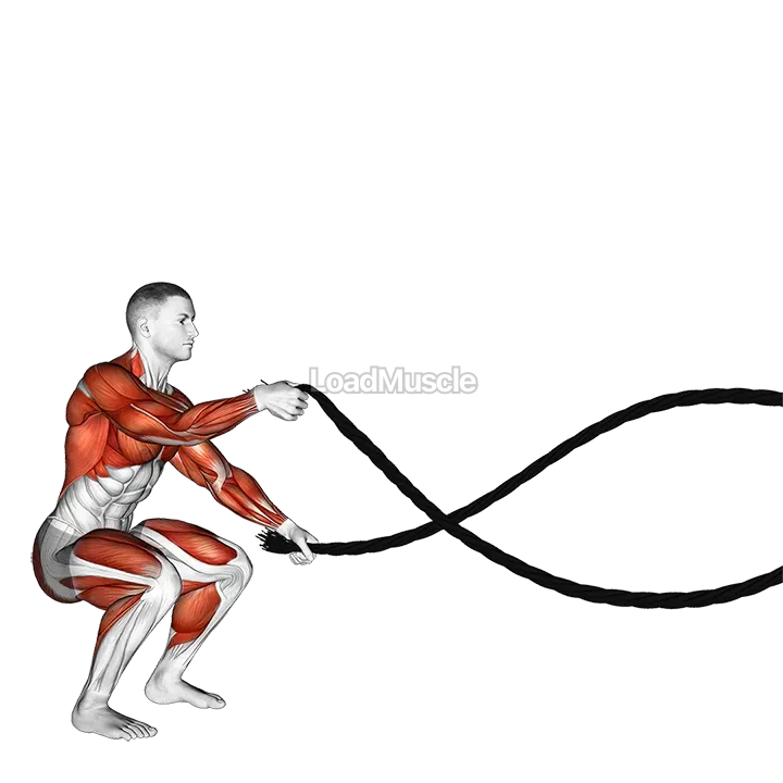 Battling Ropes Alternate Arms Jump Squat demonstration