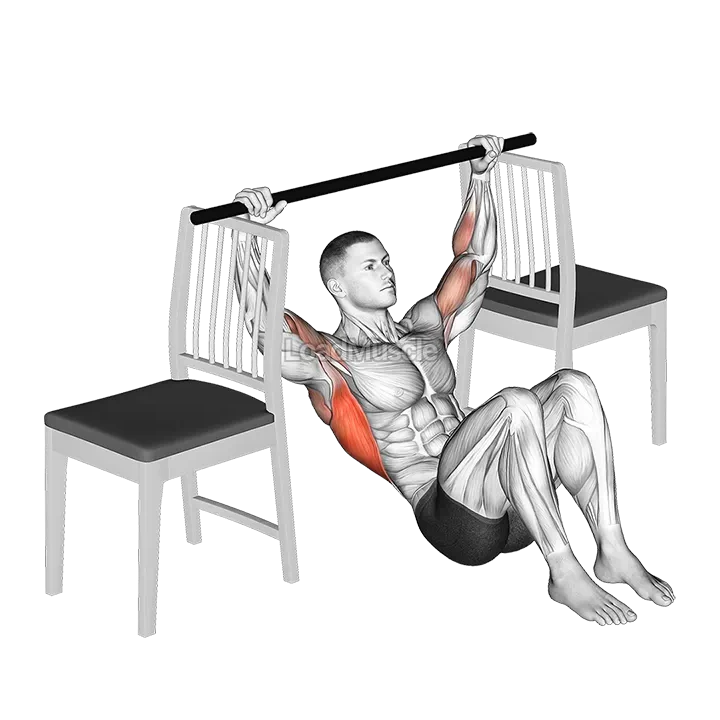 Pull up with Bent Knee between Chairs demonstration