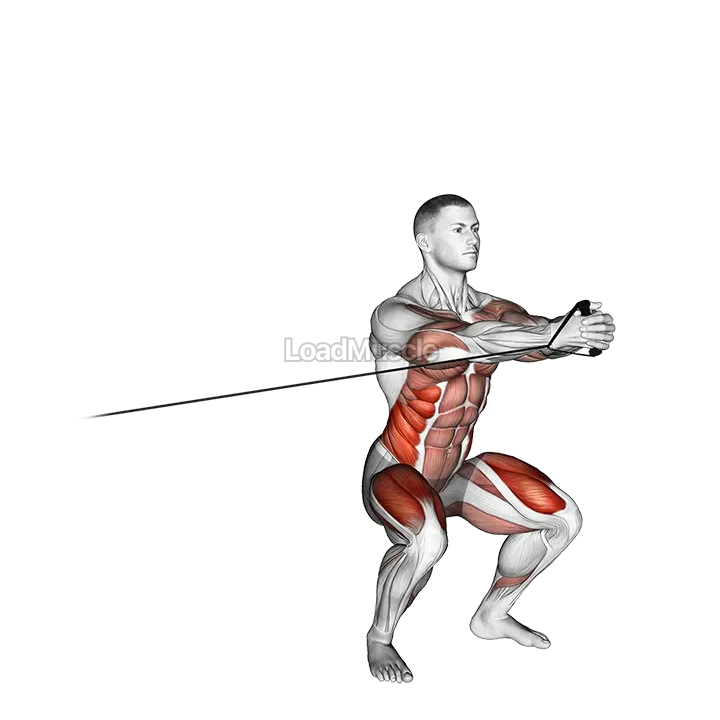 Band Squat with Horizontal Pallof Hold demonstration