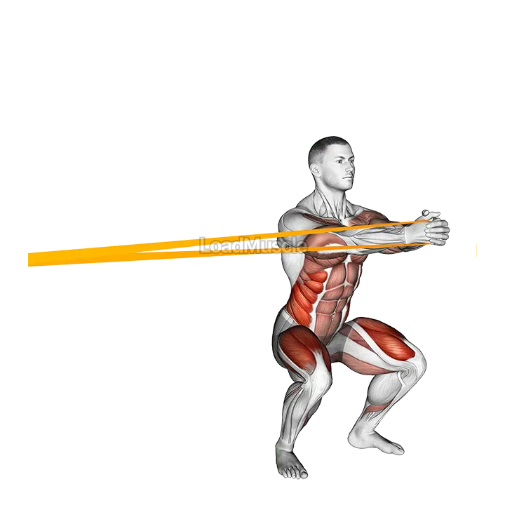 Resistance Band Squat with Horizontal Pallof Hold demonstration