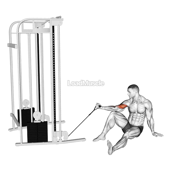 Cable Seated Floor One Arm Concentration Curl demonstration