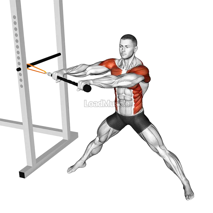 Resistance Band Wide Stance Anti Rotation Chop demonstration