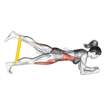 Resistance Band Front Plank With Kicked Leg