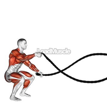 Battling Ropes Alternate Arms Jump Squat