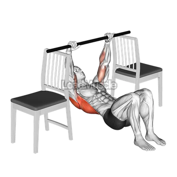 Inverted Row with Bent Knee between Chairs