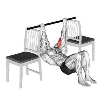 Inverted Chin Curl with Bent Knee between Chairs