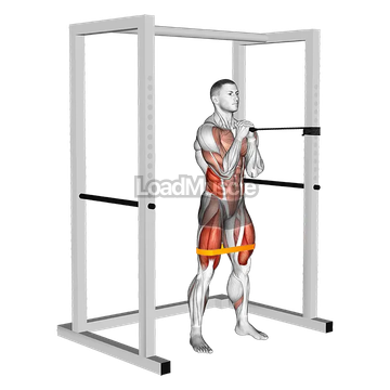 Band horizontal Pallof Press with Resistance Band Squat