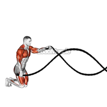 Battling Ropes Alternating Waves with Kneeling Get-Up