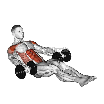 Dumbbell Seated Tuck Crunch on Floor