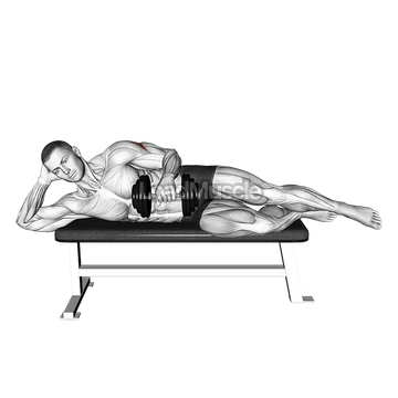 Dumbbell Side Lying External Rotation (on a bench)